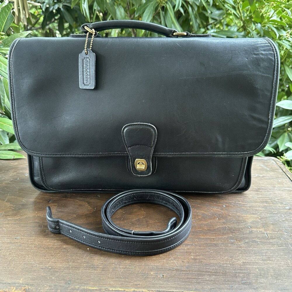Vintage Coach Black Leather Briefcase Metropolitan 5180 Devil Wears Prada 1998